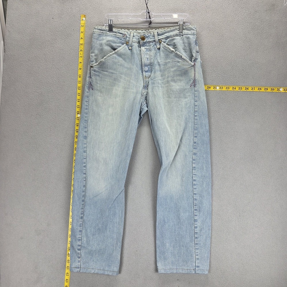 VTG Levis Engineered Jeans Mens Blue Twisted Altered Hem Button Fly Fits 32x28